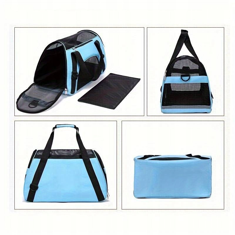 TRANSPORT BAG FOR DOG CAT RABBIT TRANSPORTER FOR ANIMALS BLUE Product height 35 cm