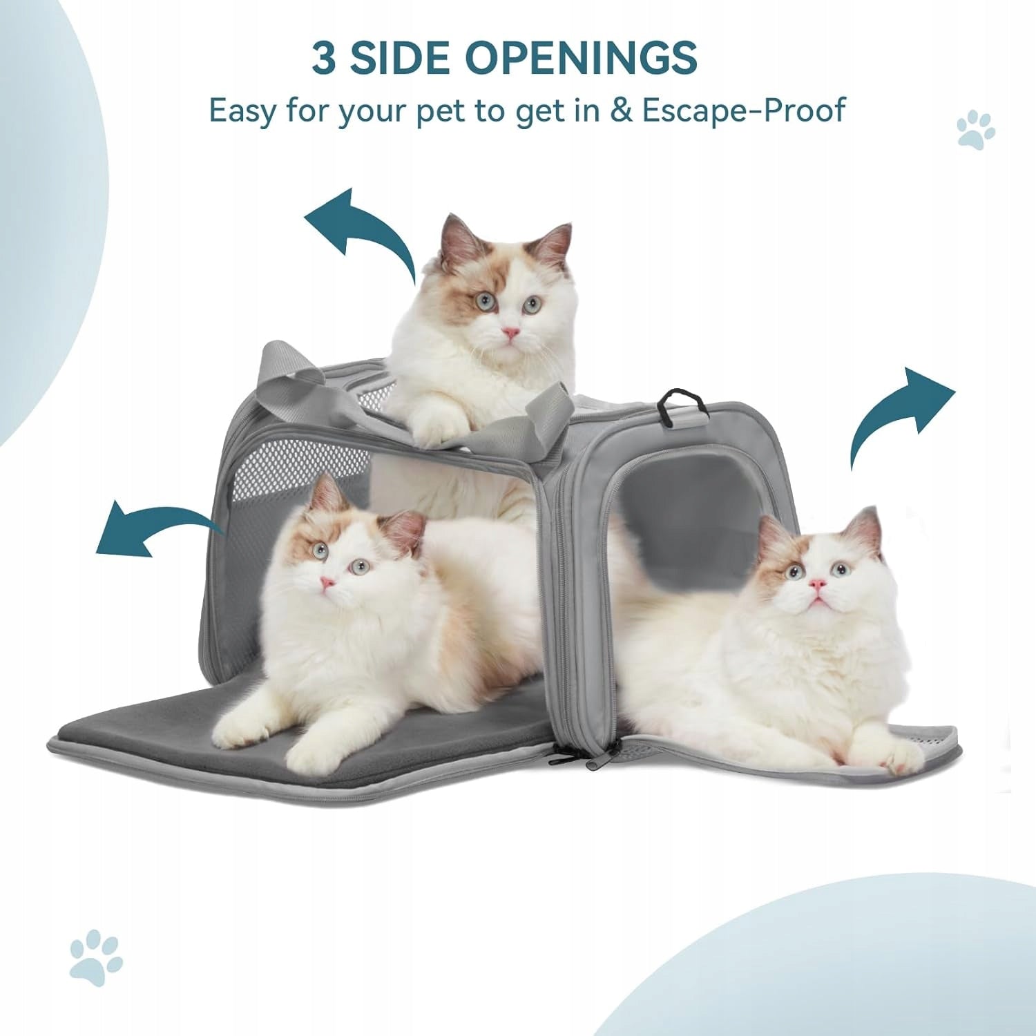 TRANSPORT BAG FOR PET DOG CAT CARRIER WITH LEASH UP TO 6KG GREY Kind carrier