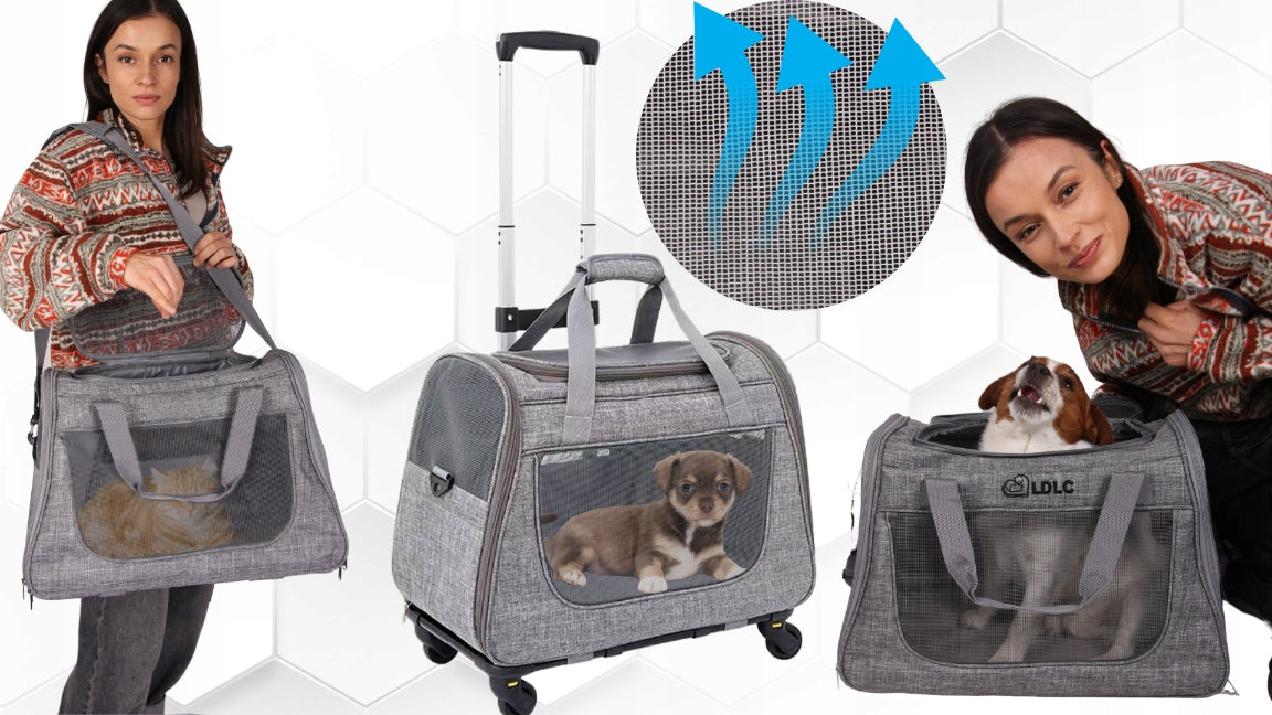 TRANSPORT BAG TROLLEY ON WHEELS DOG CAT ANIMALS TRANSPORTER FOLDING Product width 25 cm
