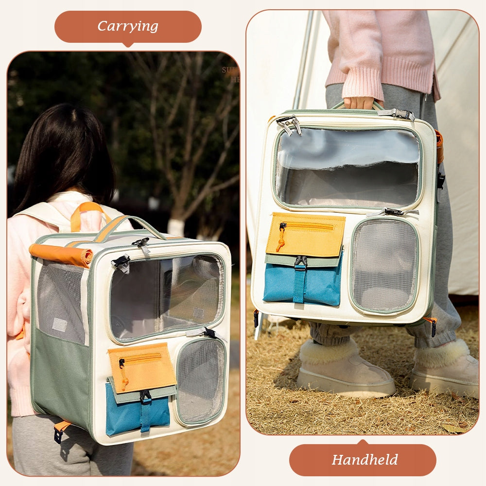 TRANSPORTER BACKPACK FOR CAT AND DOG UP TO 12.5KG PORTABLE TRANSPARENT Product depth 37 cm