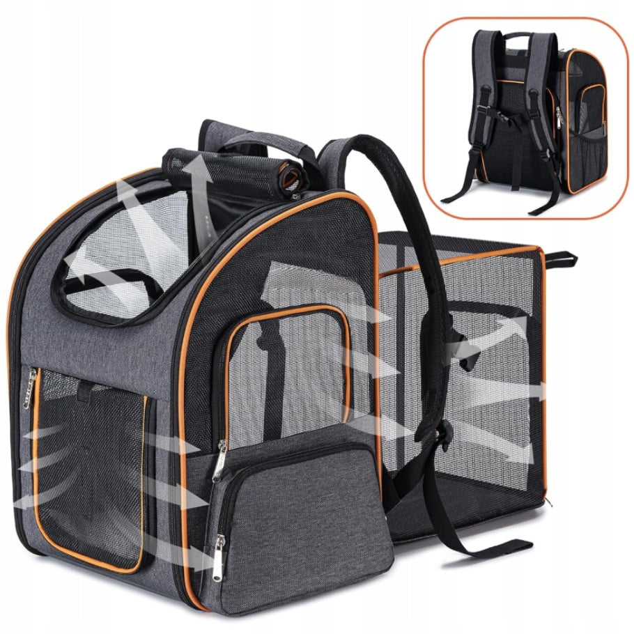 TRANSPORTER BAG BACKPACK FOLDING FOR CAT DOG PLAYPEN FOLDING VENTILATED Product depth 28 cm
