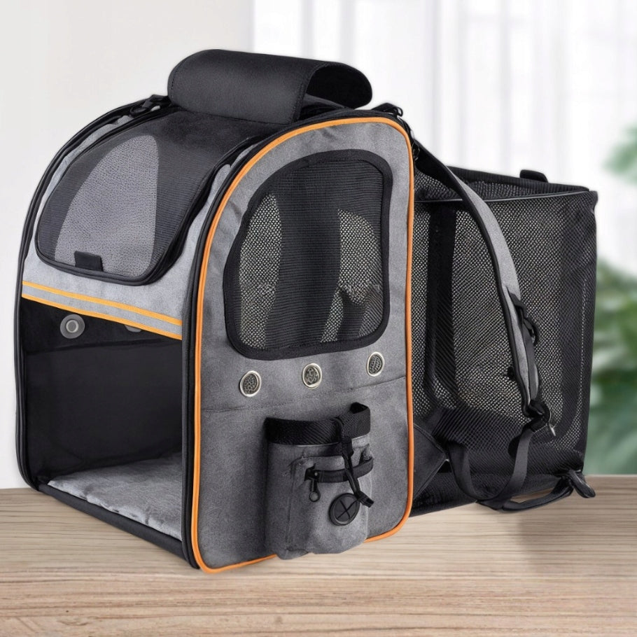 TRANSPORTER BAG BACKPACK FOLDING FOR CAT DOG PLAYPEN FOLDING VENTILATED Product width 35 cm