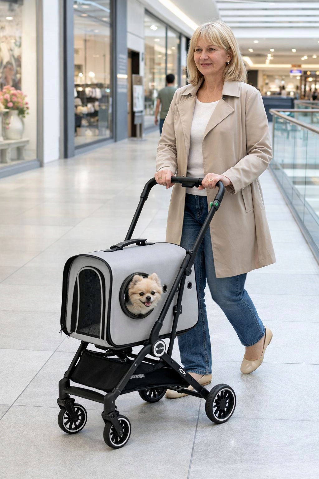 TRANSPORTER DOG AND CAT BAG MUXI STROLLER 2in1 25KG FOLDING GREY Packaging status original