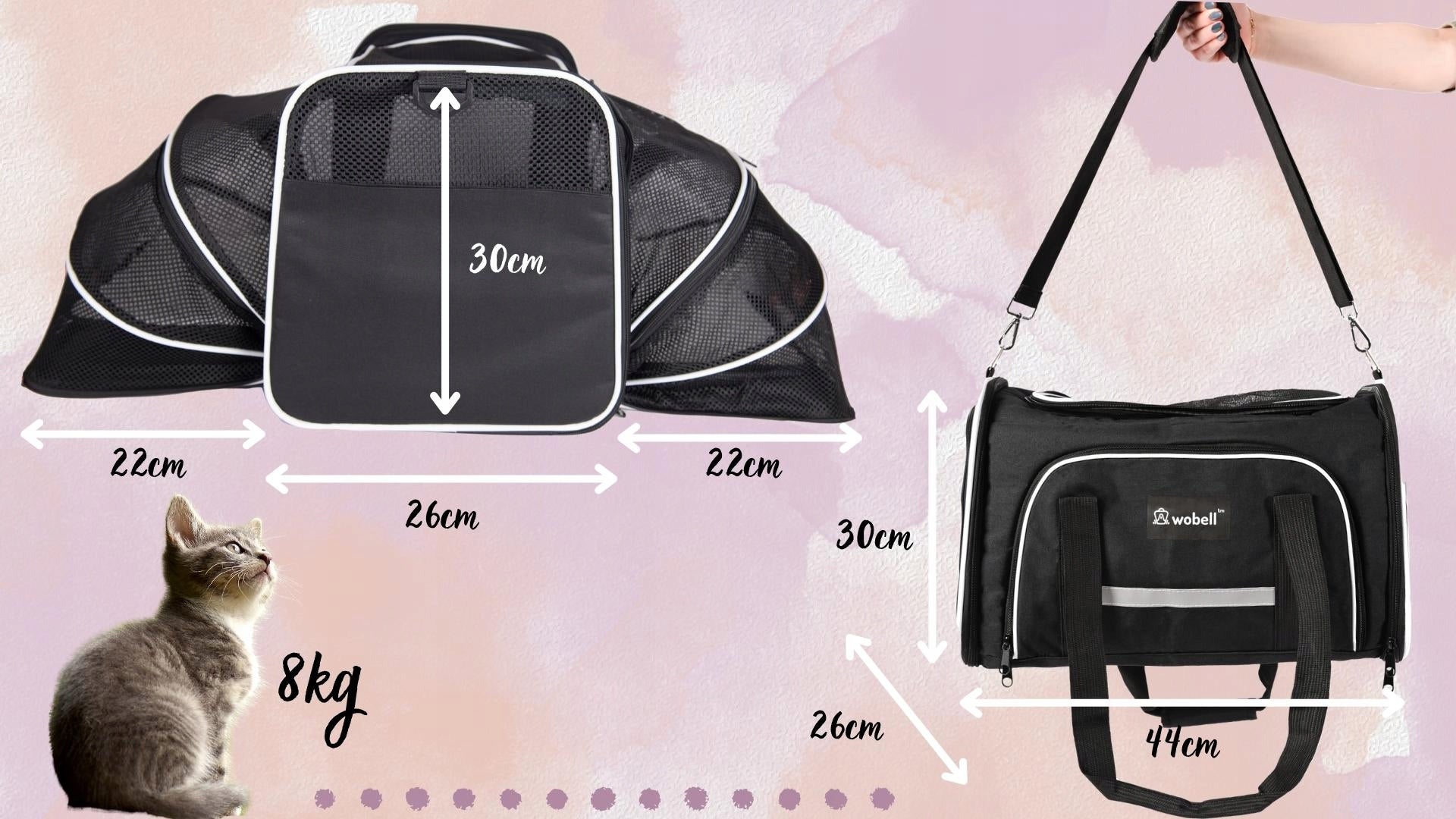 TRANSPORTER FOLDING CARRY BAG FOR CAT DOG ANIMALS FOR AIRPLANE Product height 30 cm
