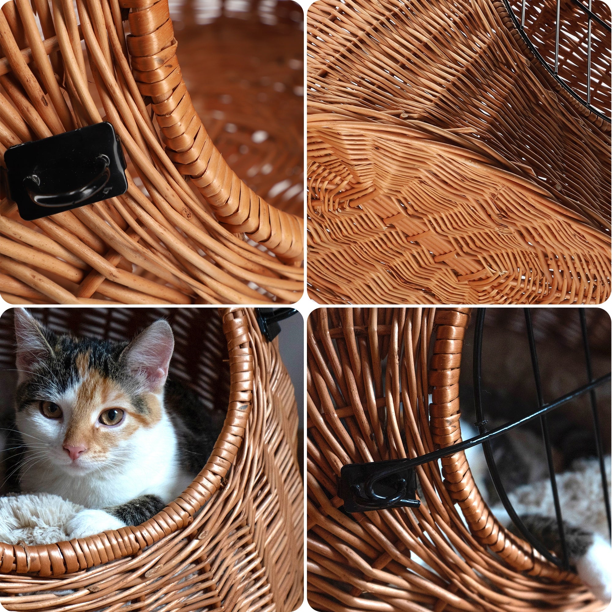 TRANSPORTER FOR CAT DOG RABBIT CAGE WICKER PLAYPEN BASKET SOLID 49cm Build type for hand carrying front or side opening locked