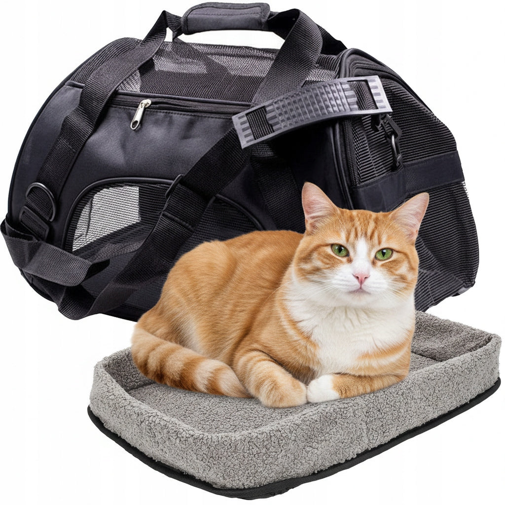 TRANSPORTER FOR DOGS CATS ANIMALS FOLDING CARRY BAG WITH MAT L