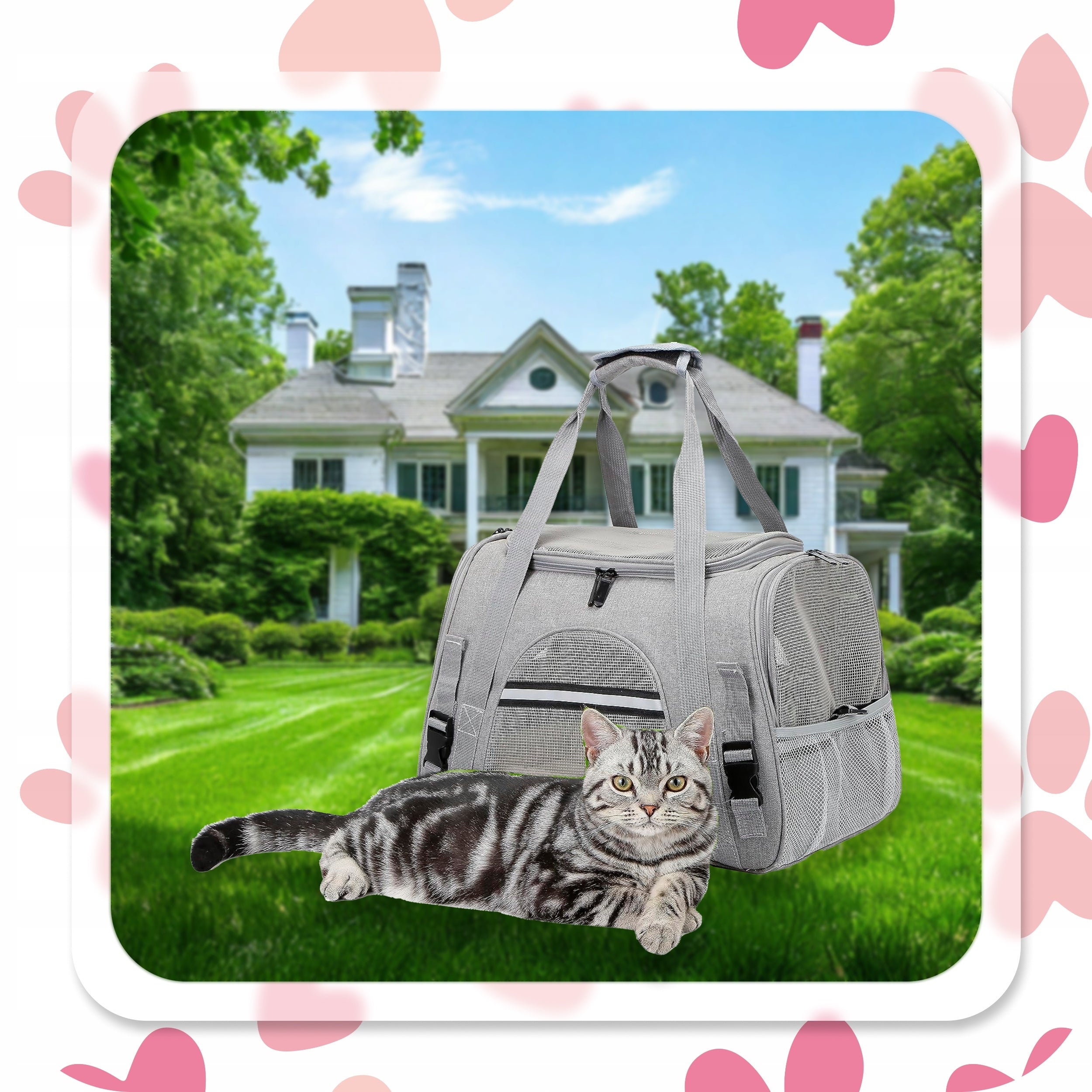 TRANSPORTER FOR LARGE CAT DOG BAG RIGID SOFT BED 43*25*28 CM Product width 43 cm