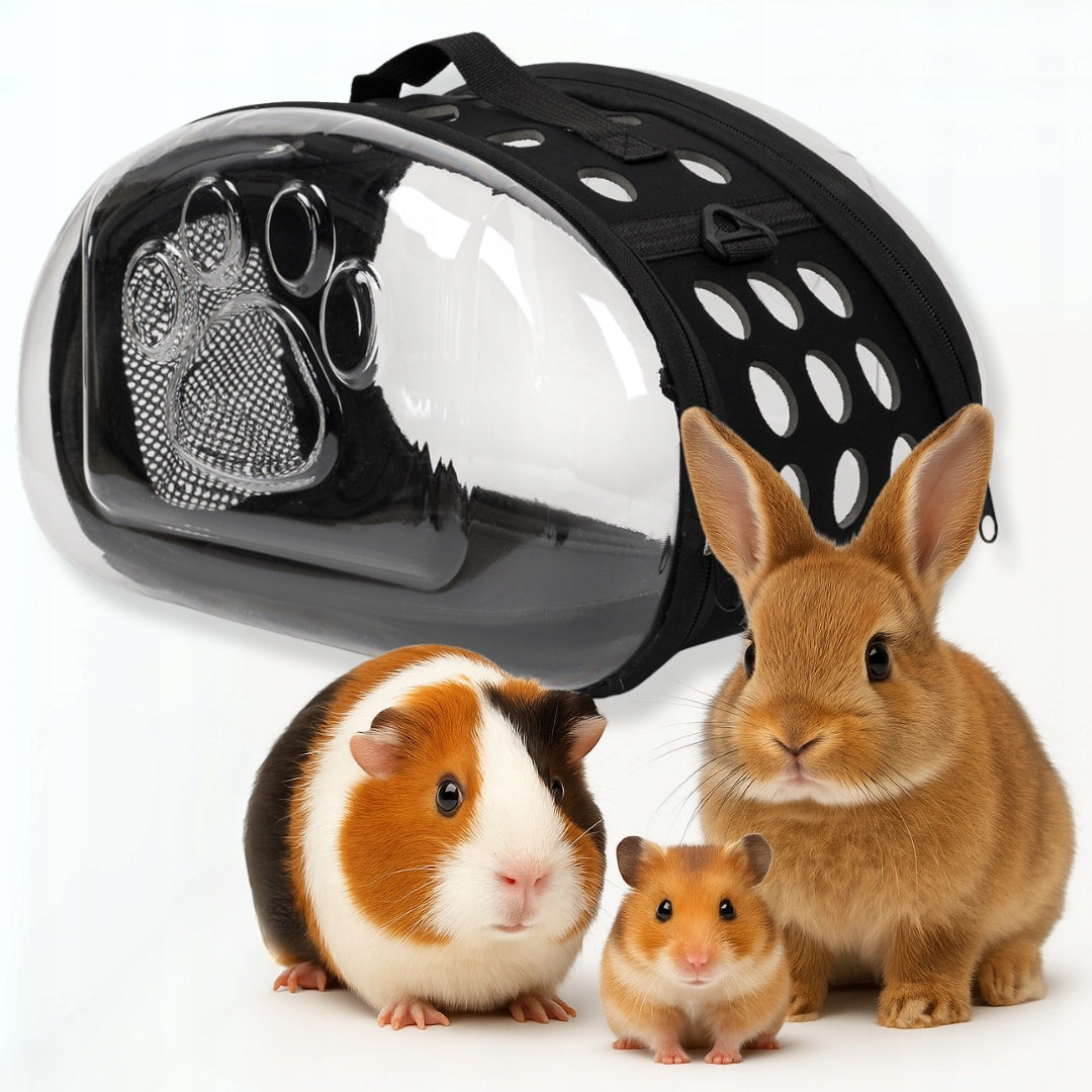 TRANSPORTER TRANSPARENT BAG FOR SMALL ANIMALS CAT DOG - S BLACK Brand no brand