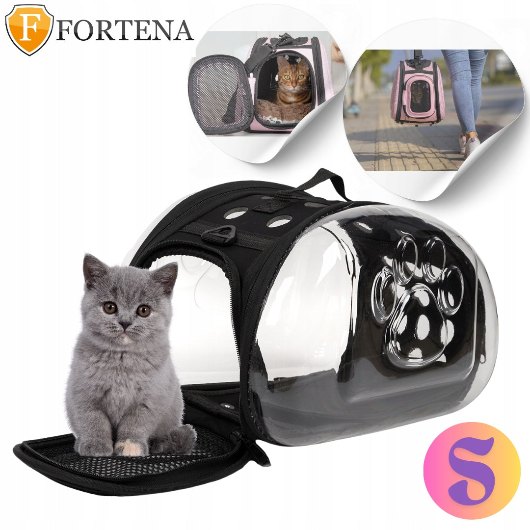 TRANSPORTER TRANSPARENT BAG FOR SMALL ANIMALS CAT DOG - S BLACK EAN (GTIN) 5905591996822