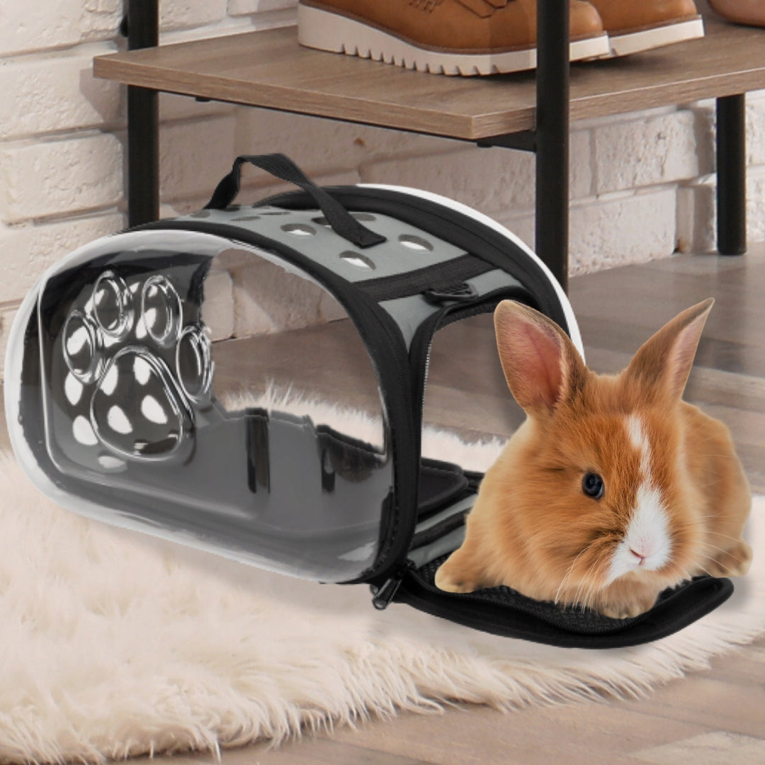 TRANSPORTER TRANSPARENT BAG FOR SMALL ANIMALS CAT DOG - S BLACK Packaging status original