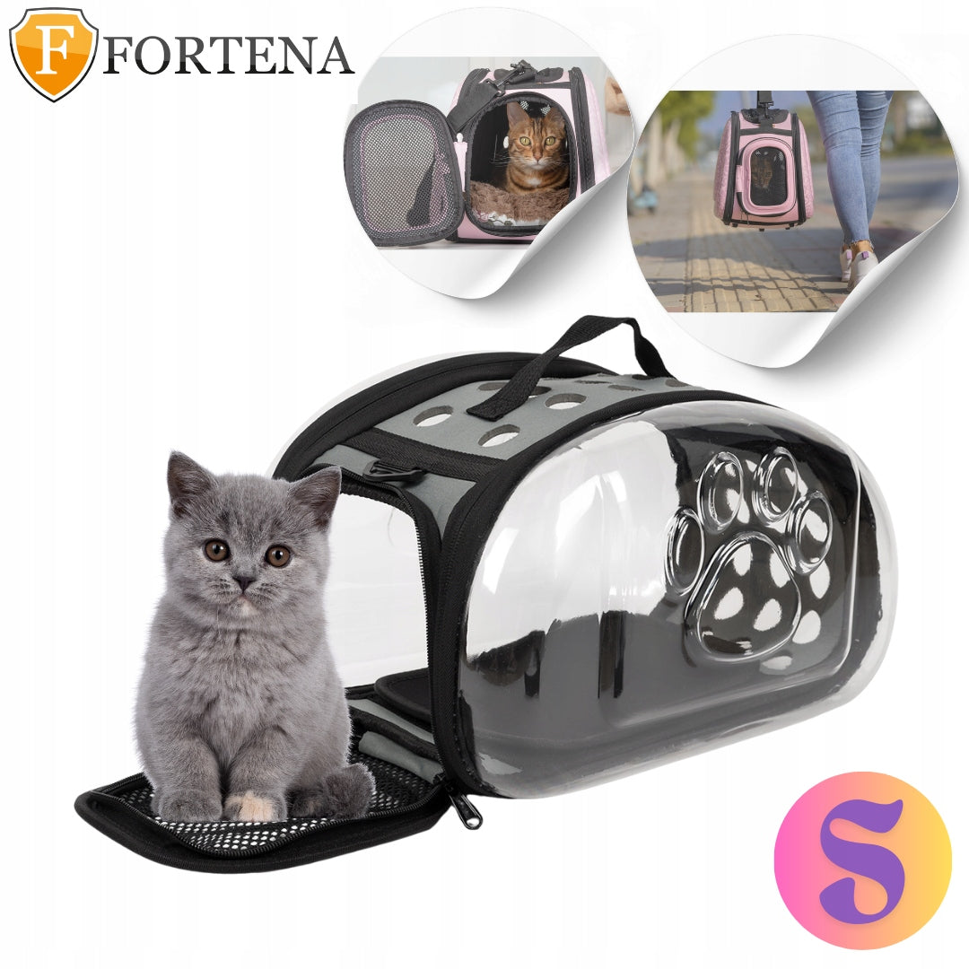 TRANSPORTER TRANSPARENT BAG FOR SMALL ANIMALS CAT DOG - S GREY EAN (GTIN) 5905591996839
