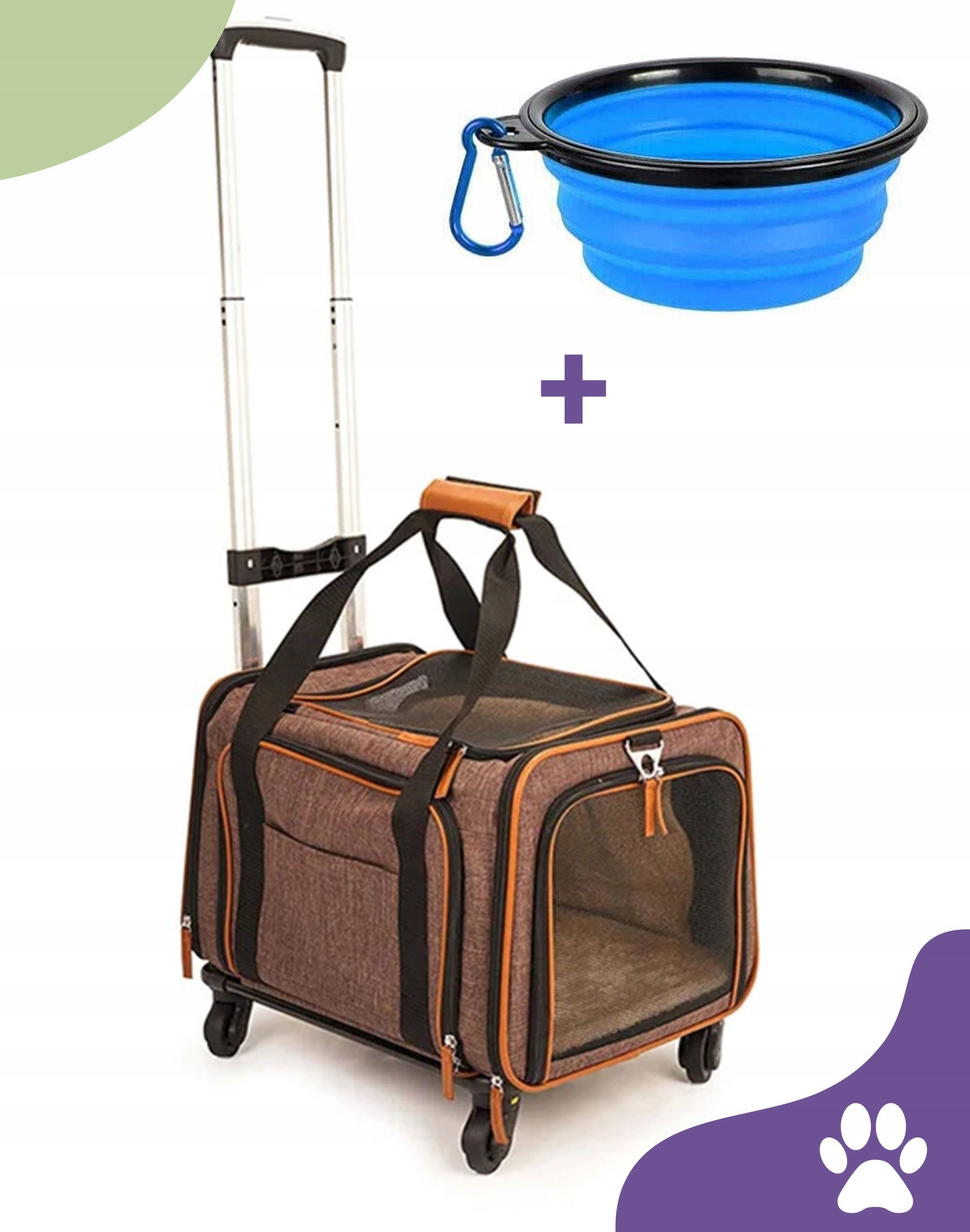 TRANSPORTER TRAVEL SUITCASE ON WHEELS DOG CAT BAG + FOLDING BOWL Manufacturer code F-I3-0008-01-0