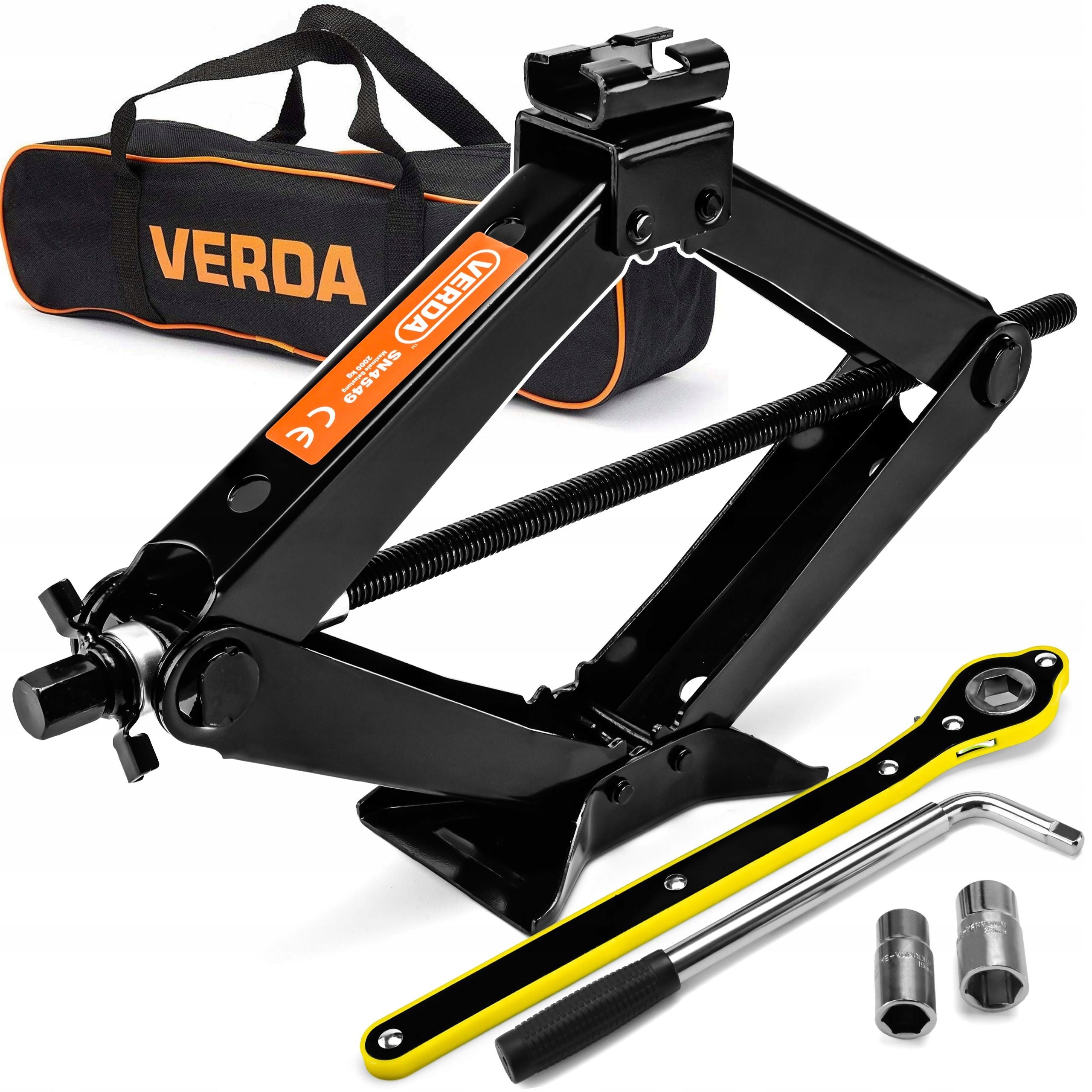 TRAPEZOIDAL LIFT 2T CAR JACK 90-440mm WHEEL WRENCH COVER