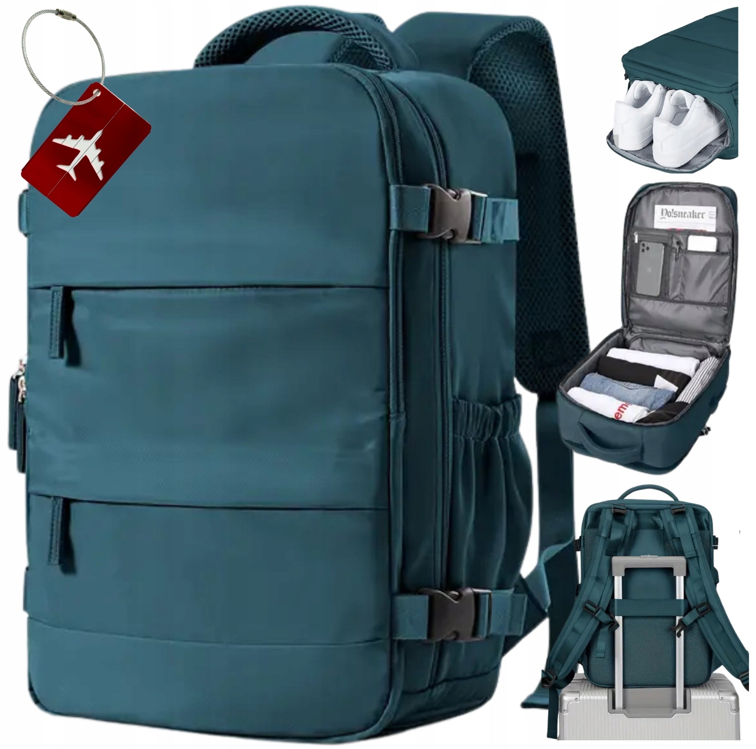 TRAVEL BACKPACK 40x25x20 LUGGAGE FOR AIRPLANE RYANAIR WIZZAIR with Pendant