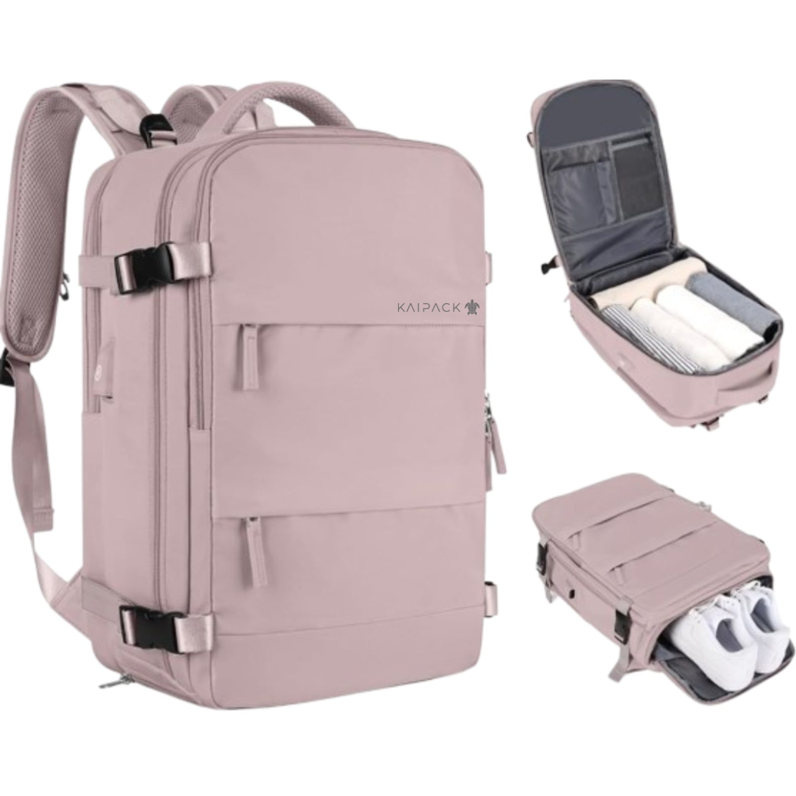 TRAVEL BACKPACK FOR AIRPLANE CABIN LARGE USB POWDER PINK