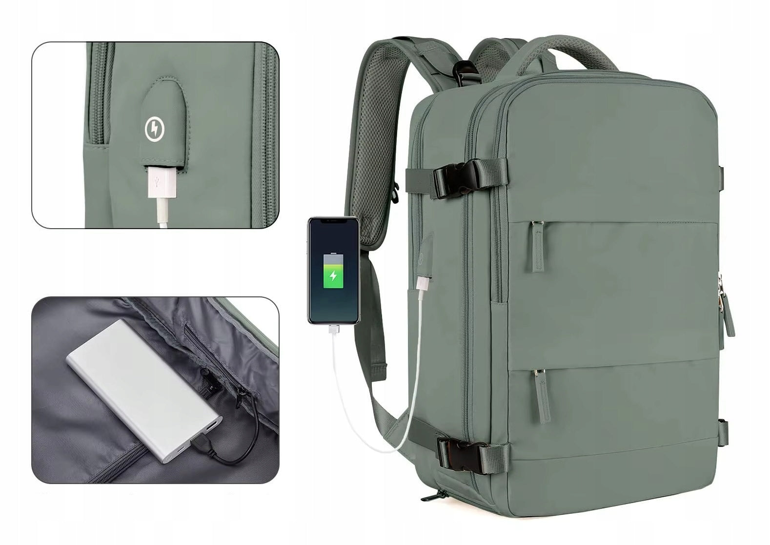 TRAVEL BACKPACK FOR BUS TRAIN 42x30x20 USB SHOE COMPARTMENT WATERPROOF Manufacturer code Expander