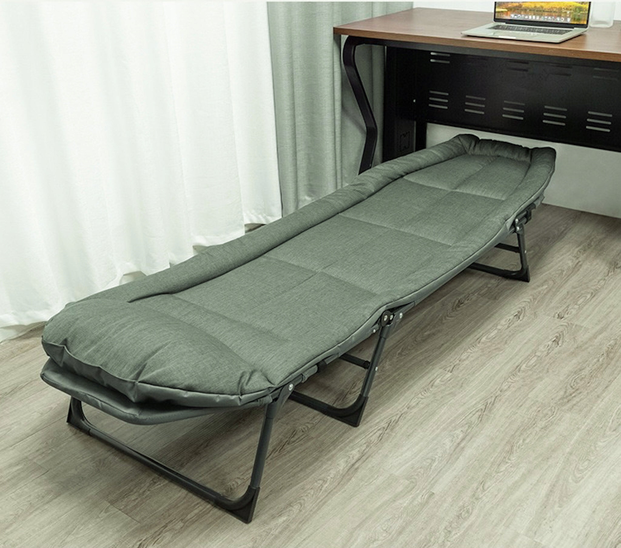 TRAVEL BED FOLDING COUCH LOUNGER MATTRESS LIGHT PORTABLE FIELD Color gray