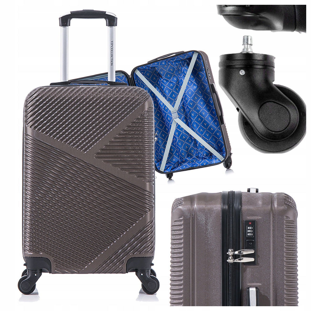 TRAVEL CABIN SUITCASE WITH WHEELS DETACHABLE WHEELS 20" ABS MIAMI COFFEE