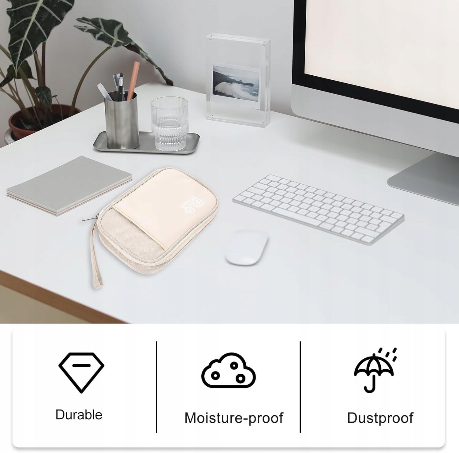 TRAVEL CABLE ORGANIZER ELECTRONICS Digital Bag Color beige