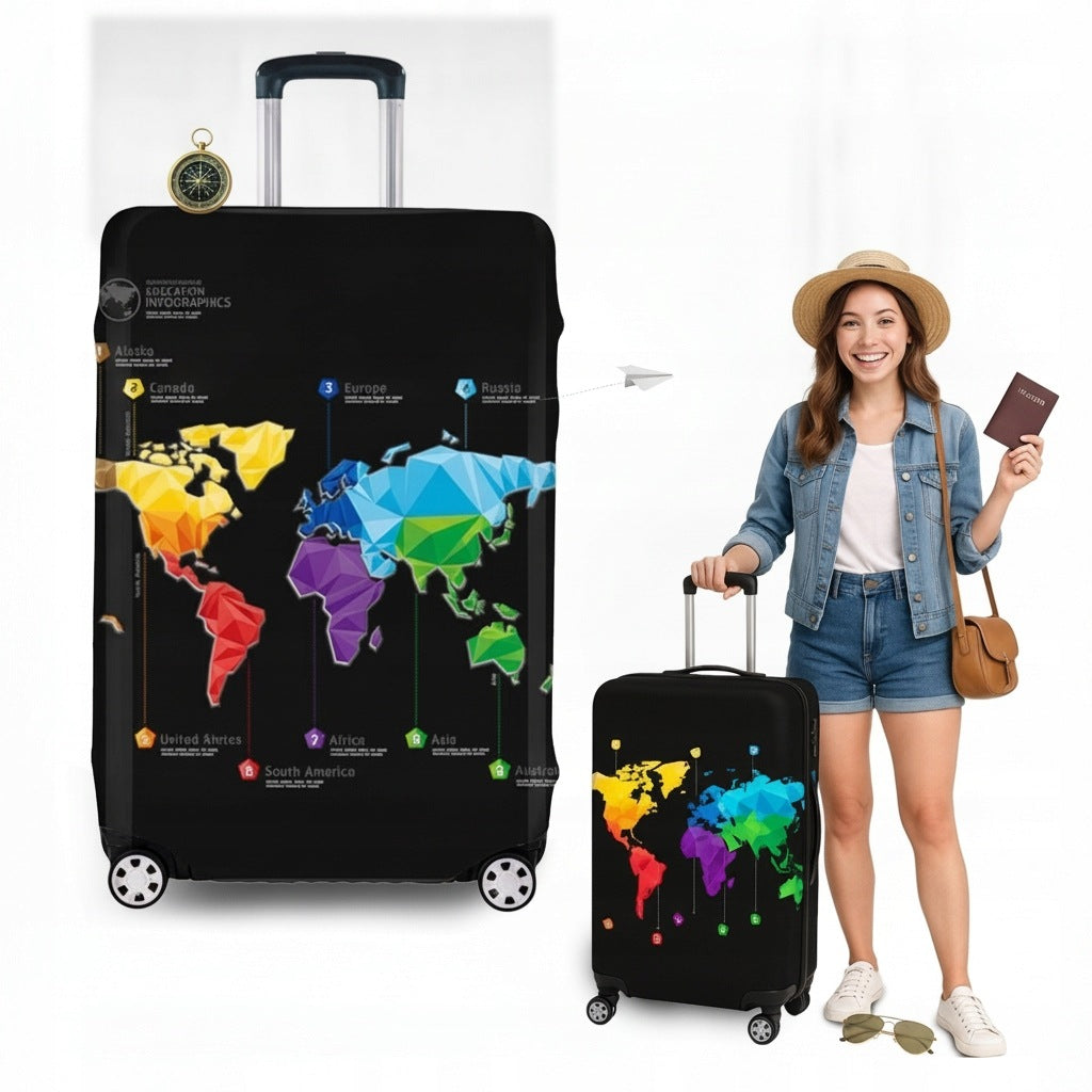 TRAVEL CASE COVER XL WORLD MAP 55X75X35CM