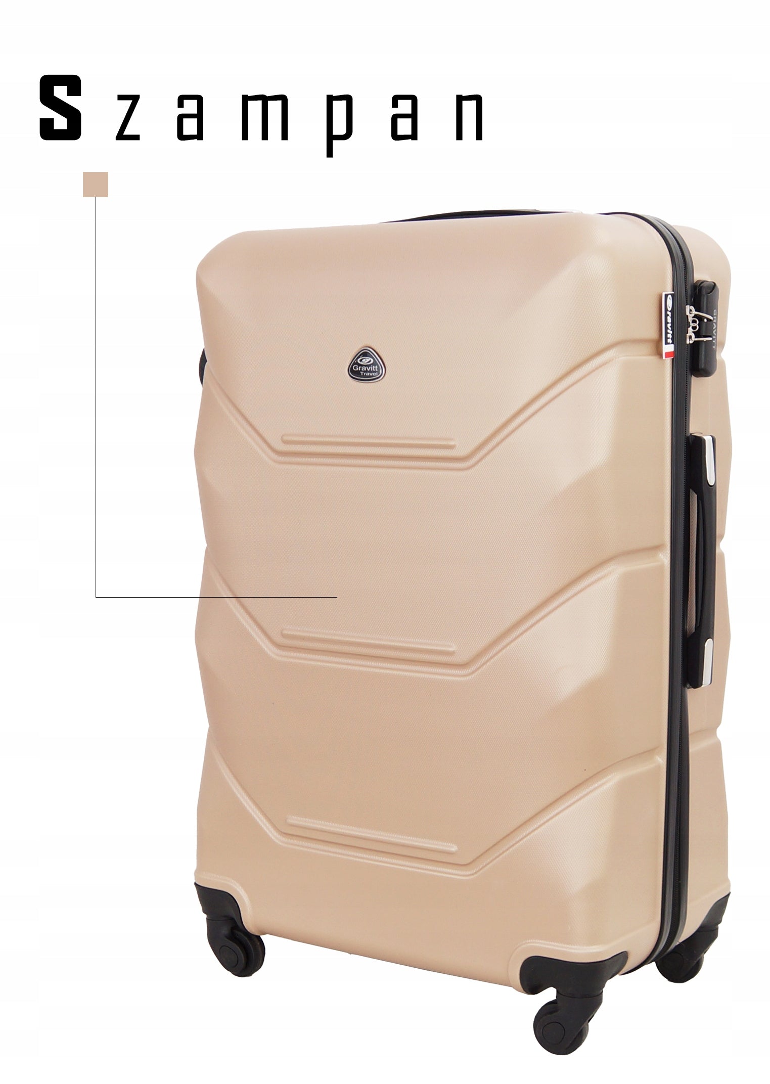 TRAVEL CASE GRAVITT 950 MEDIUM XL LUGGAGE ON WHEELS AIRPLANE Depth (shorter edge) 24 cm