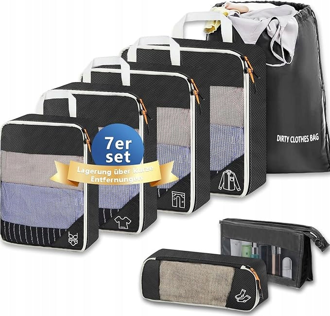 TRAVEL COMPRESSION ORGANIZER FOR PACKING SUITCASE CLOTHES BAGS SET OF 7PCS