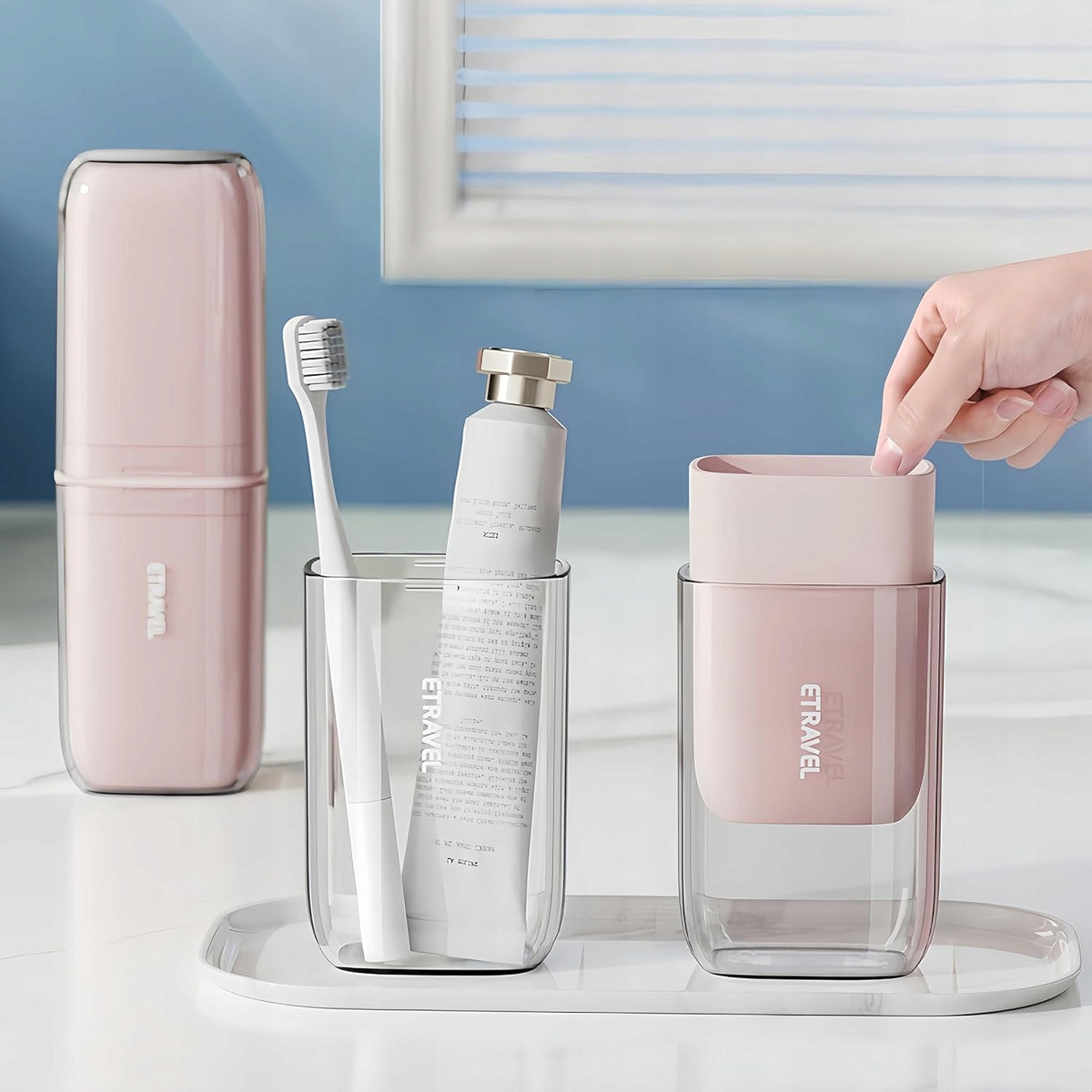 TRAVEL CONTAINERS TRAVEL SET 4PCS FOR TOOTHBRUSHES AND HYGIENE Packaging status original