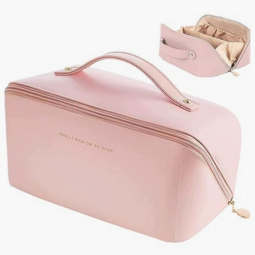 TRAVEL COSMETIC BAG LARGE CAPACITY PU LEATHER FOR WOMEN GIFT leather