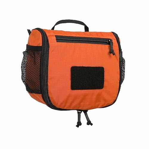 TRAVEL COSMETIC BAG ORANGE BLACK WITH LOOP PANEL FOR HOME