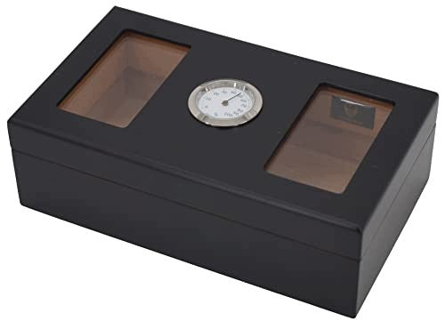 TRAVEL HUMIDOR BLACK CEDAR WOOD WITH HYGROMETER WINDOW 5 8 CIGARS Brand no brand