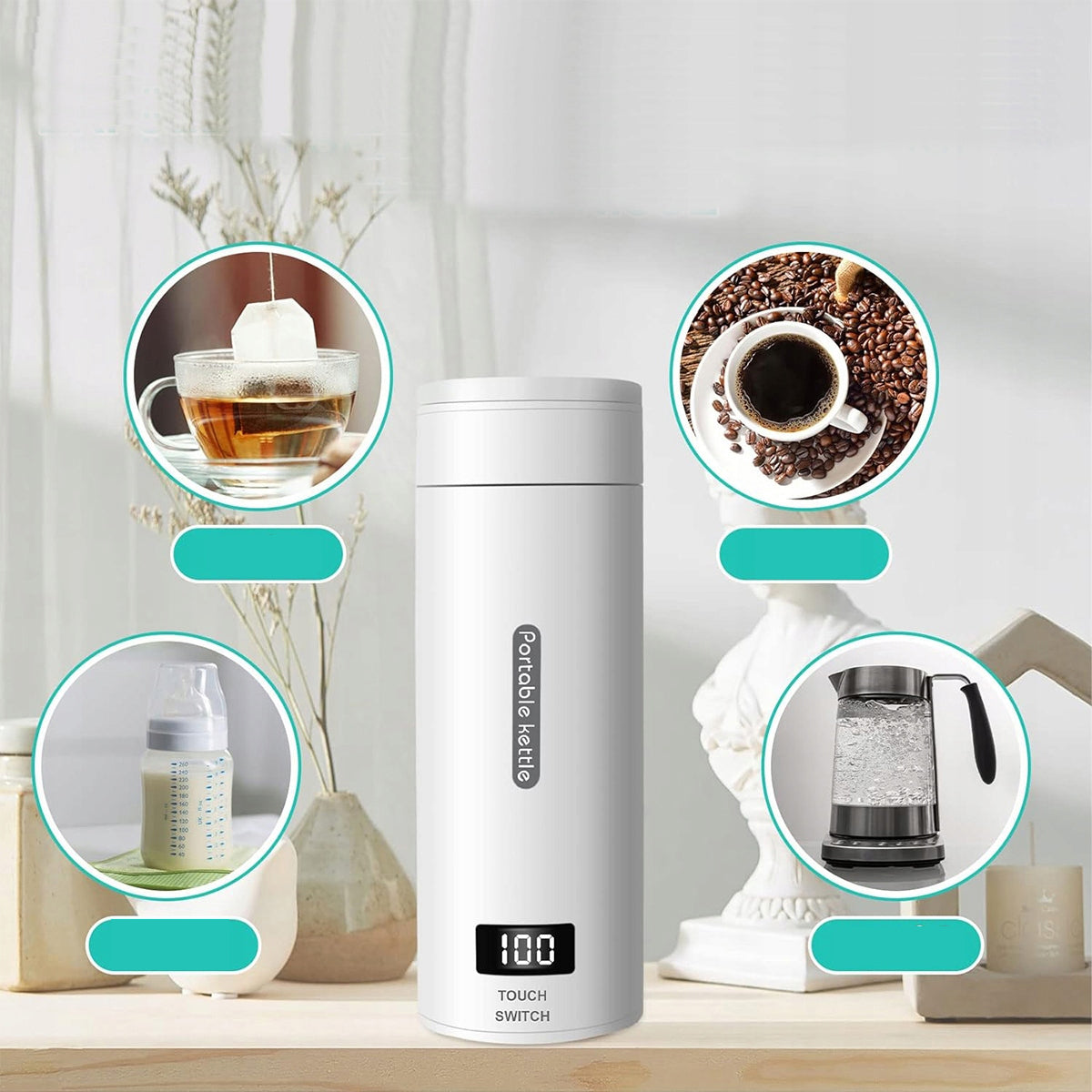 TRAVEL KETTLE, PORTABLE KETTLE, TRAVEL ELECTRIC KETTLE 500ML Product weight 0.56 kg