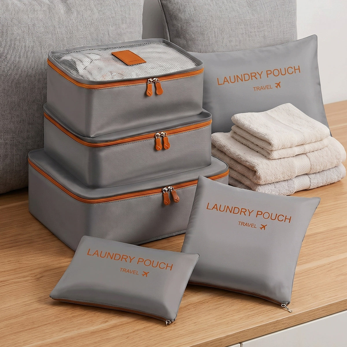 TRAVEL ORGANIZER 6 PCS DIFFERENT COMPRESSION BAGS FOR SUITCASE PACKING Packaging status original