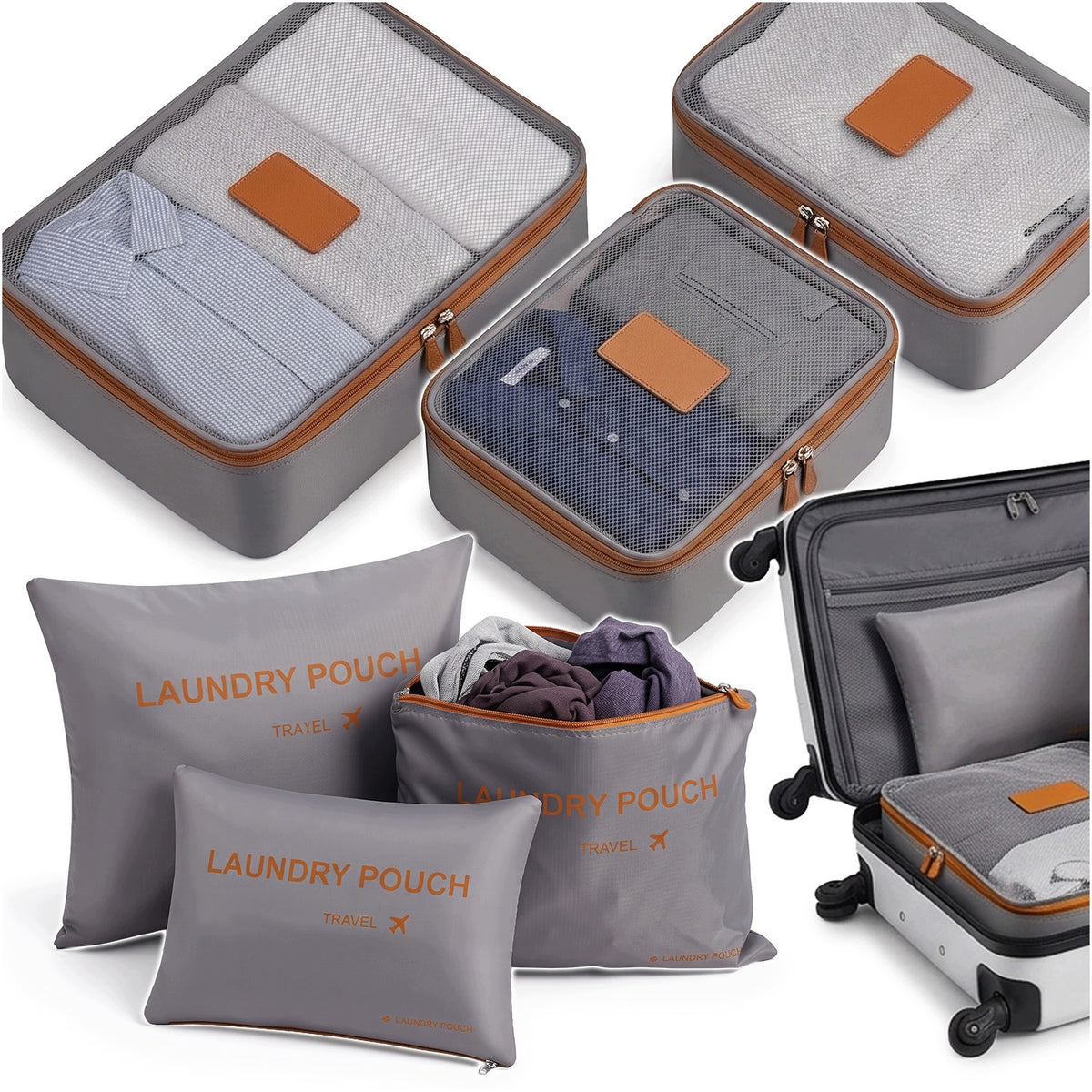 TRAVEL ORGANIZER 6 PCS DIFFERENT COMPRESSION BAGS FOR SUITCASE PACKING