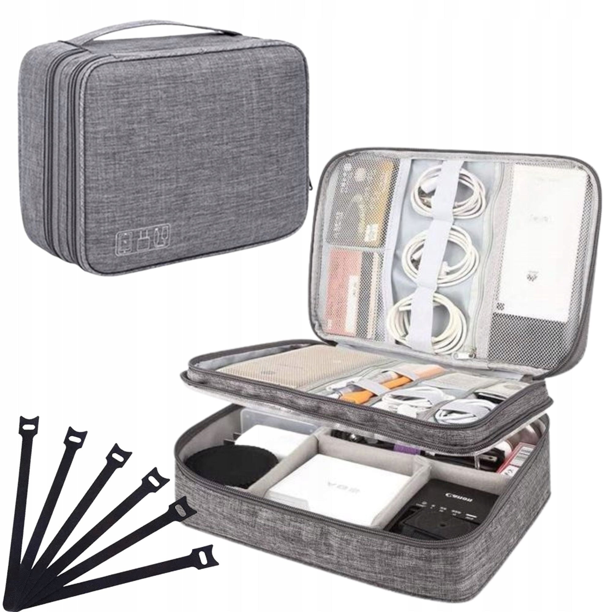 TRAVEL ORGANIZER BAG CHARGER CABLE COVER+5 VELCRO FOR FASTENING Brand Wobell