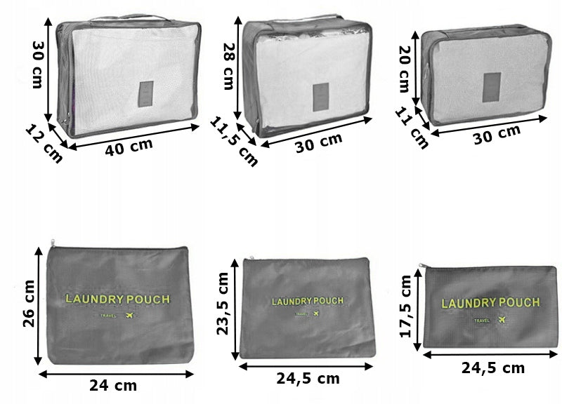 TRAVEL ORGANIZER CASE FOR SUITCASE CLOTHES CLOSET BAGS SET OF 6 Manufacturer code 58717-1950
