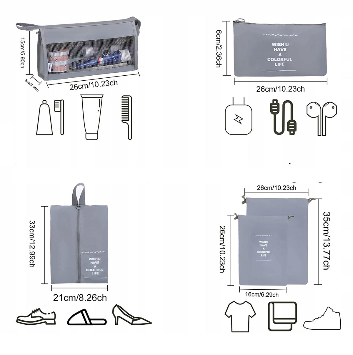 TRAVEL ORGANIZER CASE FOR SUITCASE CLOTHES CLOSET BAGS SET OF 9 Brand no brand