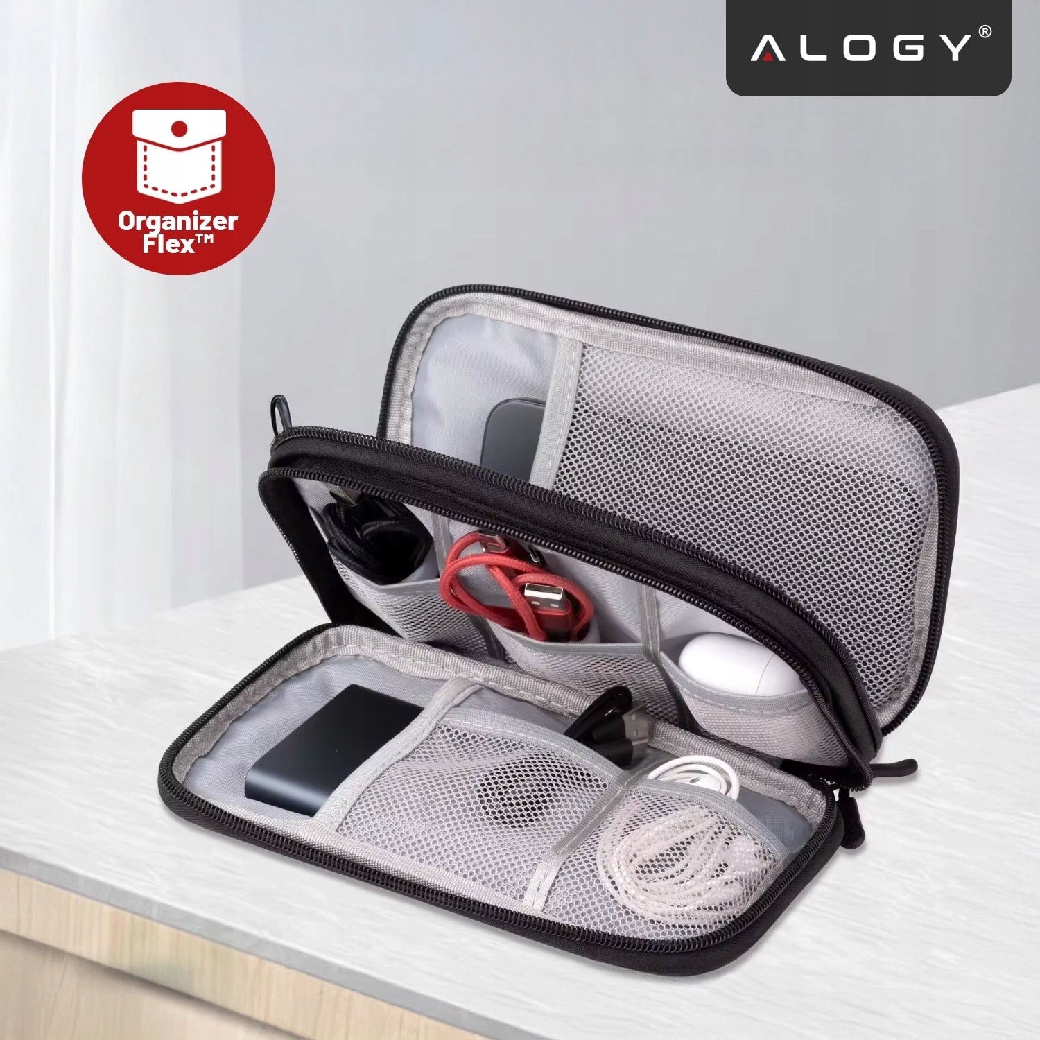 TRAVEL ORGANIZER COVER CABLE BAG CHARGER ELECTRONICS CASE XL Brand Alogy