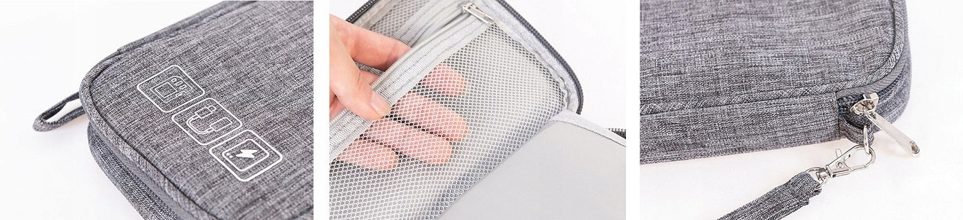 TRAVEL ORGANIZER FOR CABLES AND CHARGERS ELECTRONICS BAG COVER GREY Color gray