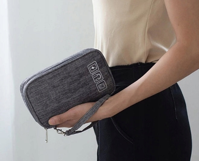 TRAVEL ORGANIZER FOR CABLES AND CHARGERS ELECTRONICS BAG COVER GREY Model Organizer Kabli