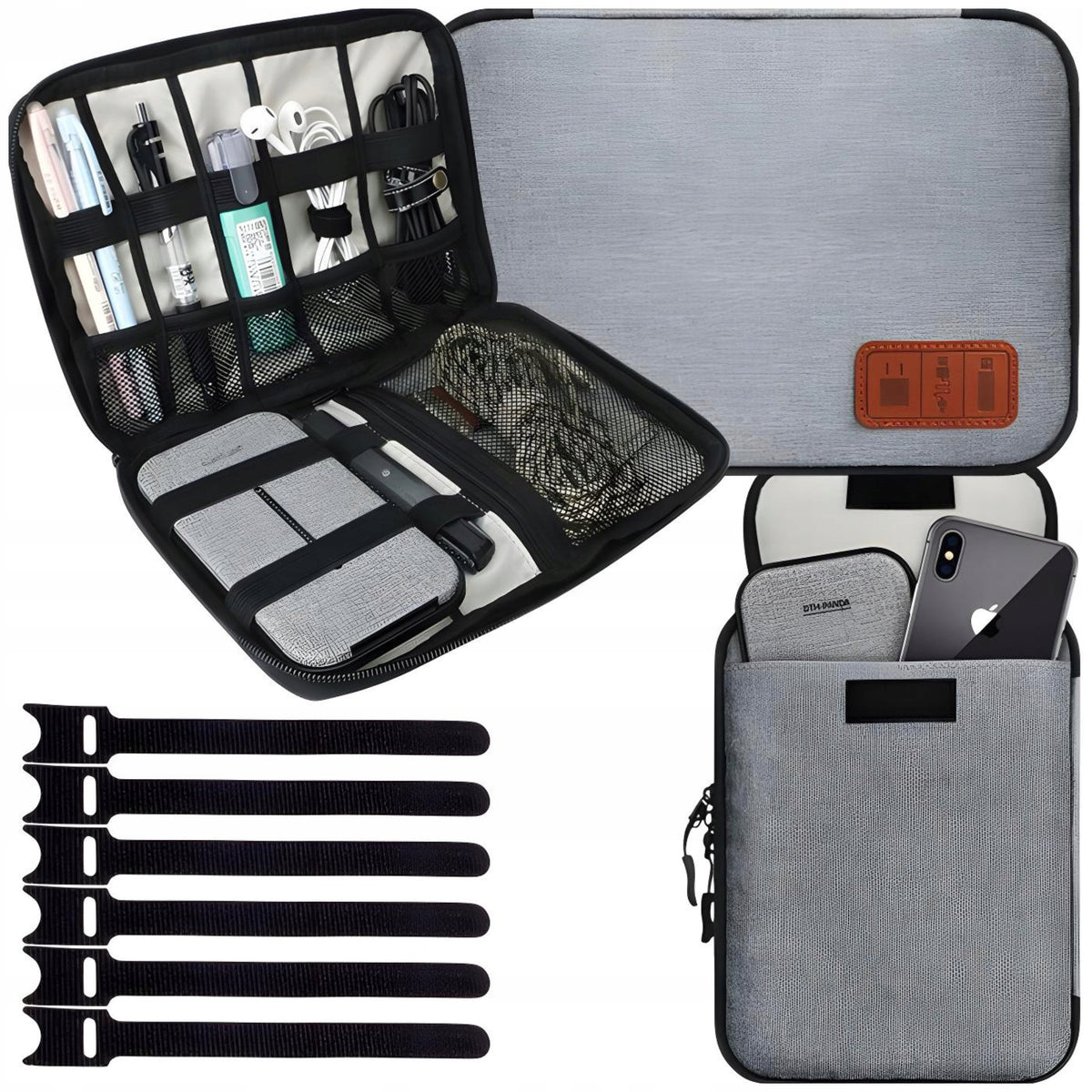 TRAVEL ORGANIZER FOR CABLES BAG WITH 5 VELCRO TRAVEL CASE ACCESSORIES UNIVERSAL