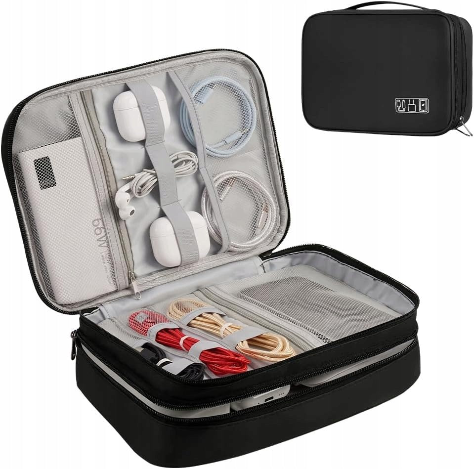 TRAVEL ORGANIZER FOR CABLES ELECTRONICS WATERPROOF LARGE ROOMY CASE