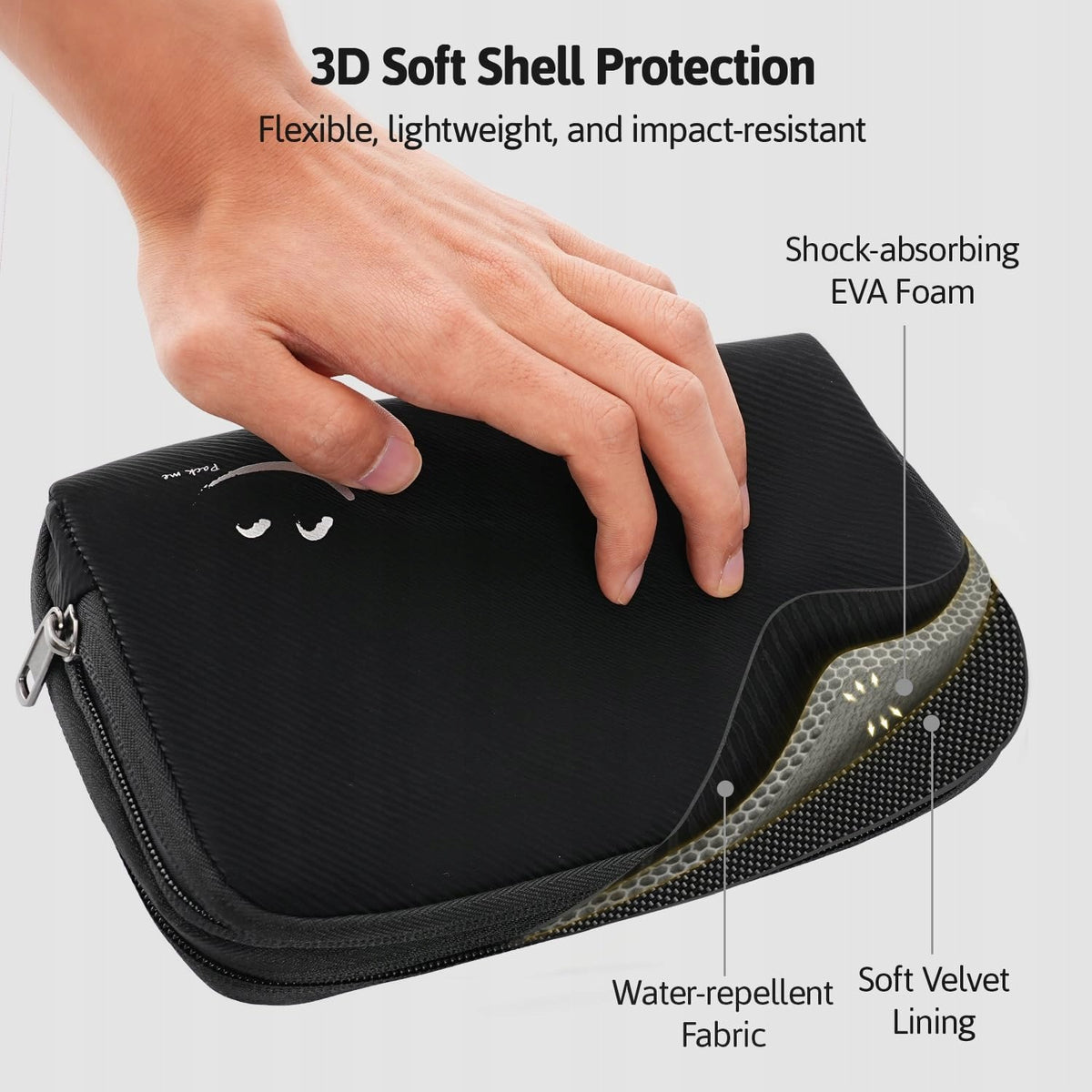 TRAVEL ORGANIZER FOR CHARGER CABLES ELECTRONIC ACCESSORIES BLACK Color transparent