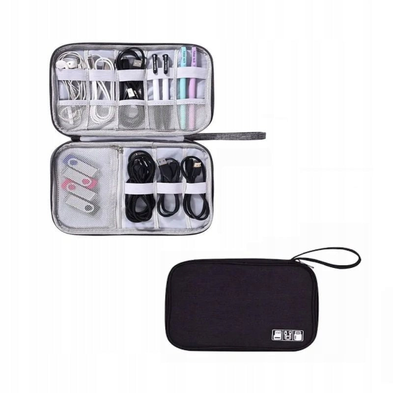 TRAVEL ORGANIZER FOR CHARGER CABLES POUCH FOR SUITCASE BAGS BLACK
