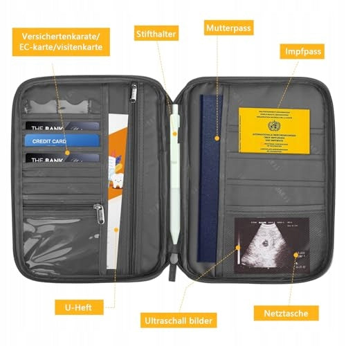 TRAVEL ORGANIZER FOR DOCUMENTS PASSPORT FABRIC OXFORD ZIPPER Color gray