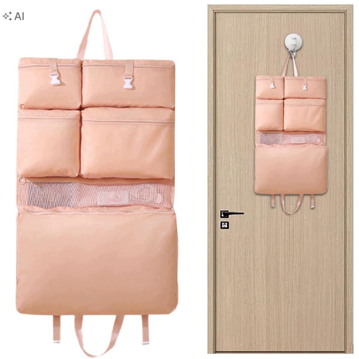 TRAVEL ORGANIZER FOR PACKING SUITCASE ON THE WALL TEXTILE FOLDING DOOR
