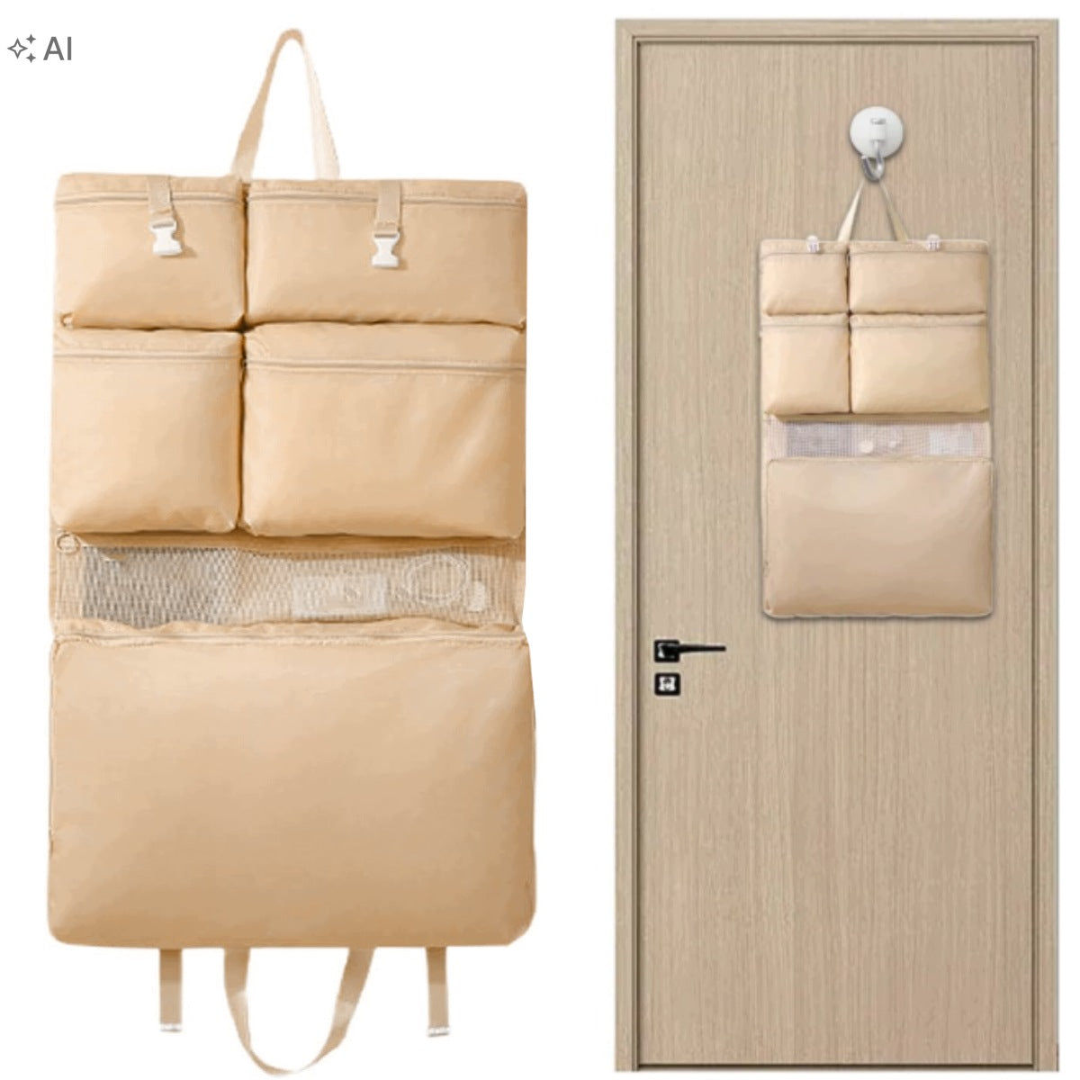 TRAVEL ORGANIZER FOR PACKING SUITCASE ON THE WALL TEXTILE FOLDING DOOR