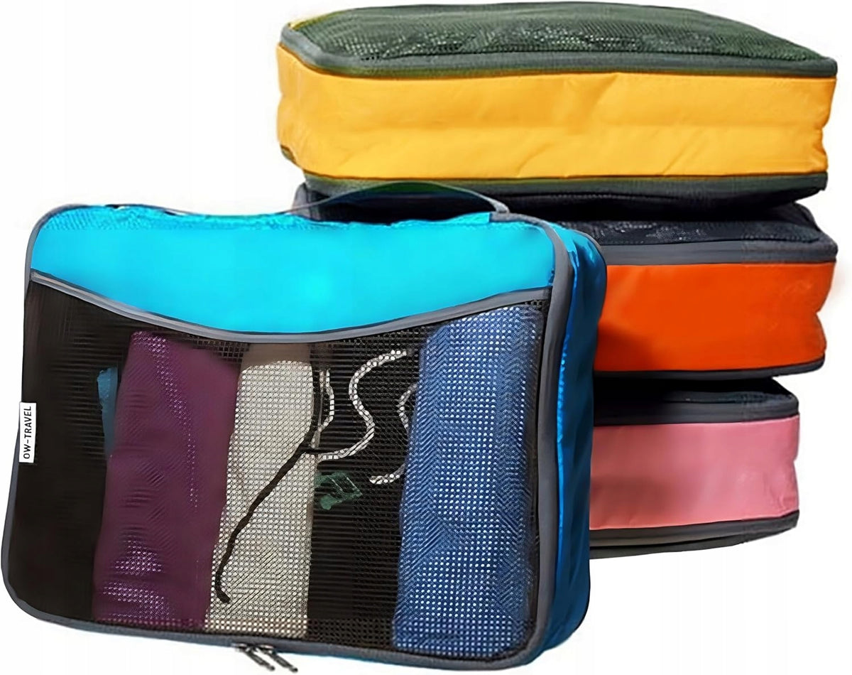 TRAVEL ORGANIZER FOR SUITCASE LIGHT LARGE AND DURABLE BAG 5 PIECES COLORFUL