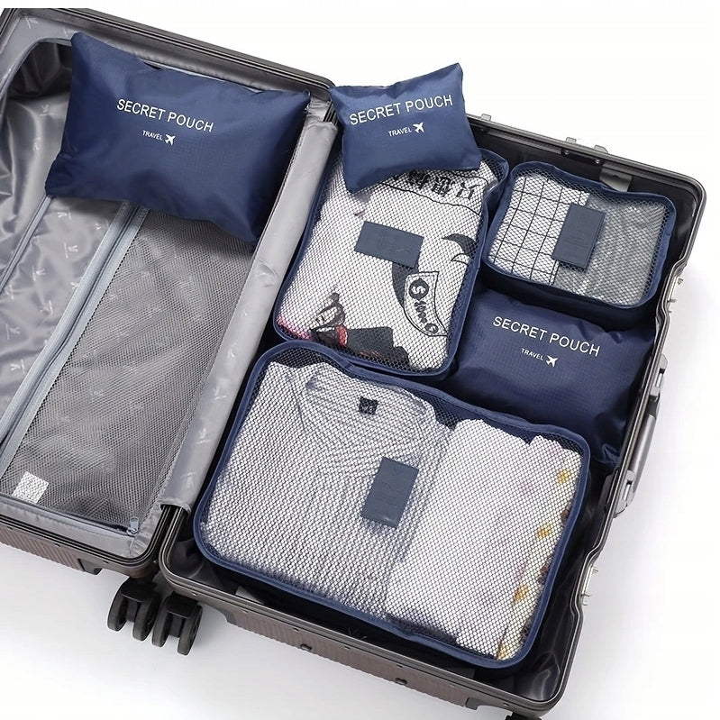 TRAVEL ORGANIZER FOR SUITCASE WARDROBE BAGS FOR CLOTHES MESH SET OF 6 PCS. Manufacturer code ORGANIZER PODRÓŻNY DO WALIZKI TORBY