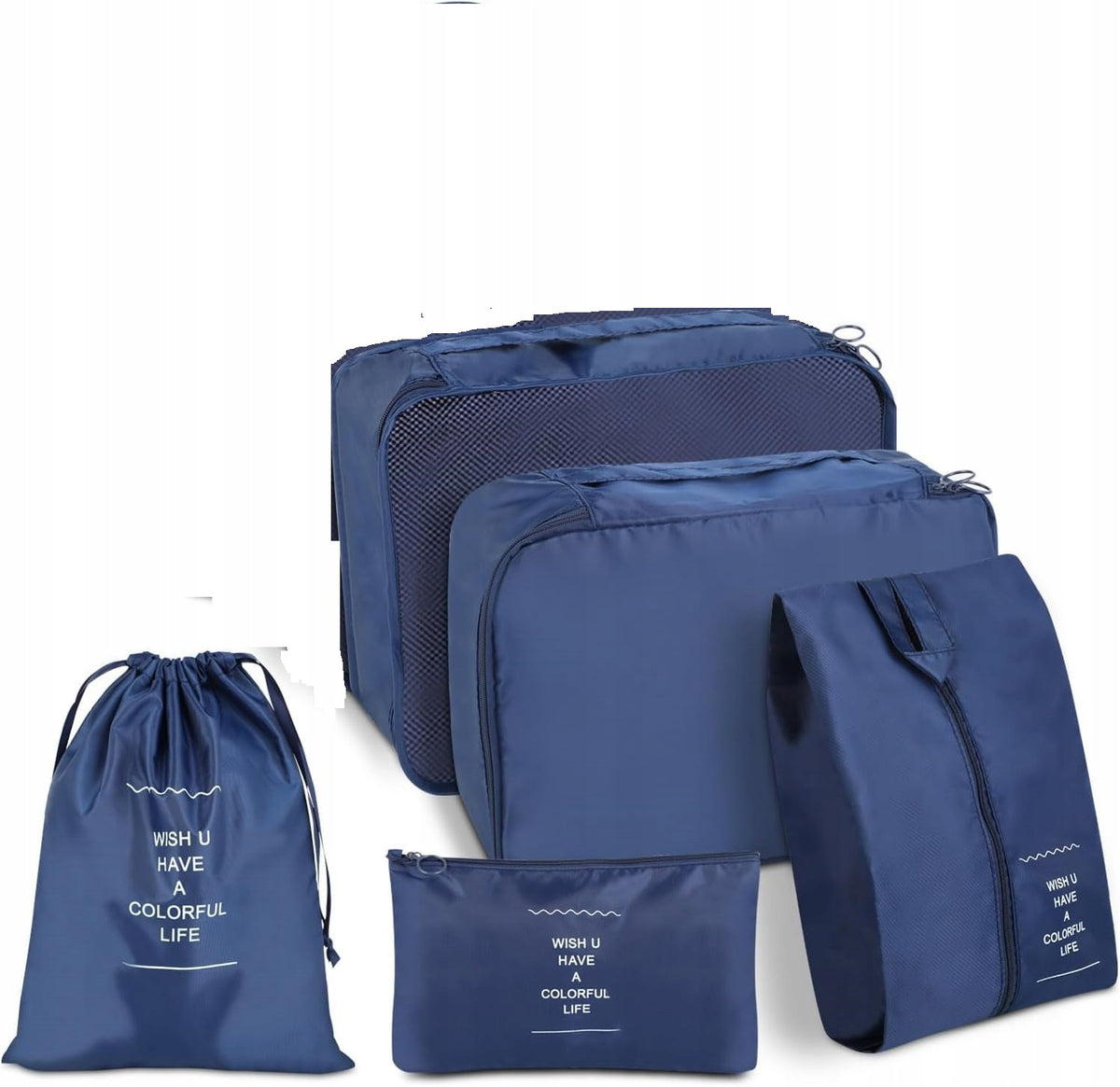 TRAVEL ORGANIZER NAVY BLUE FOR SUITCASE BAG CASE SET FOR CLOTHES 5 PCS.