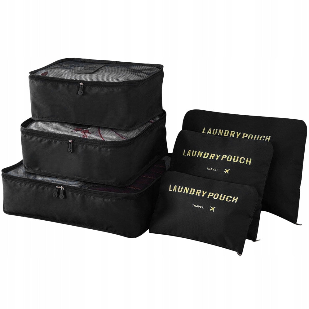 TRAVEL ORGANIZER SET ORGANIZERS DIAMOND 6PCS BLACK Color black